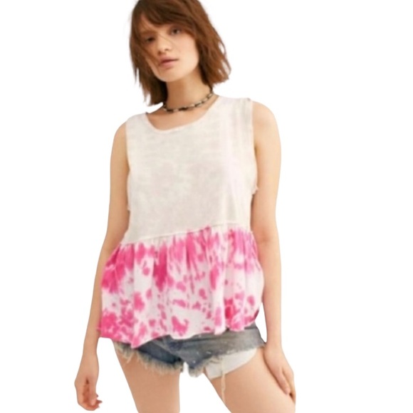 Free People Tops - FREE PEOPLE Anytime tank top tie-dye hibiscus pink Extra Small